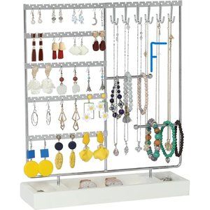 New Earring Holder,Ear Stud Holder with Wooden Tray,Jewelry Organizer Ho…